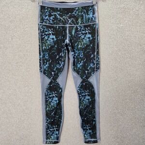 Lululemon Women Activewear Pants 6 Blue Floral Run Top Speed Crop Leggings